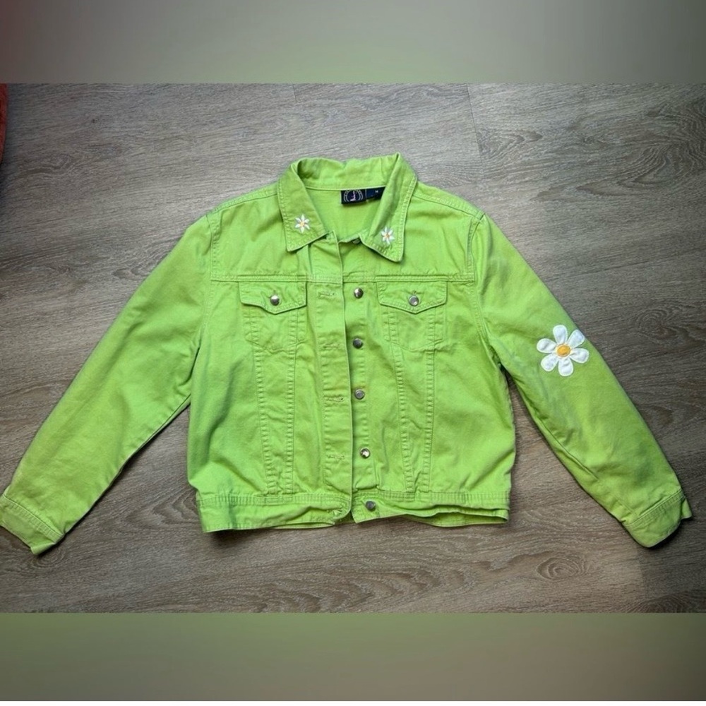 LIGHTHOUSE APPAREL | Vintage Daisy Lime Green Jacket Size‎ Medium